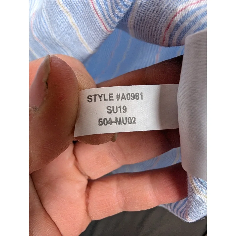 J.Crew Mens Large Light Blue White Striped‎ Long Sleeve Button Down Shirt L